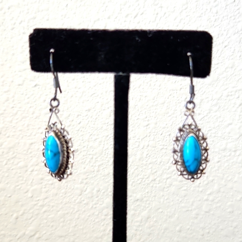 Sterling Silver and Turquoise Dangle Earrings
